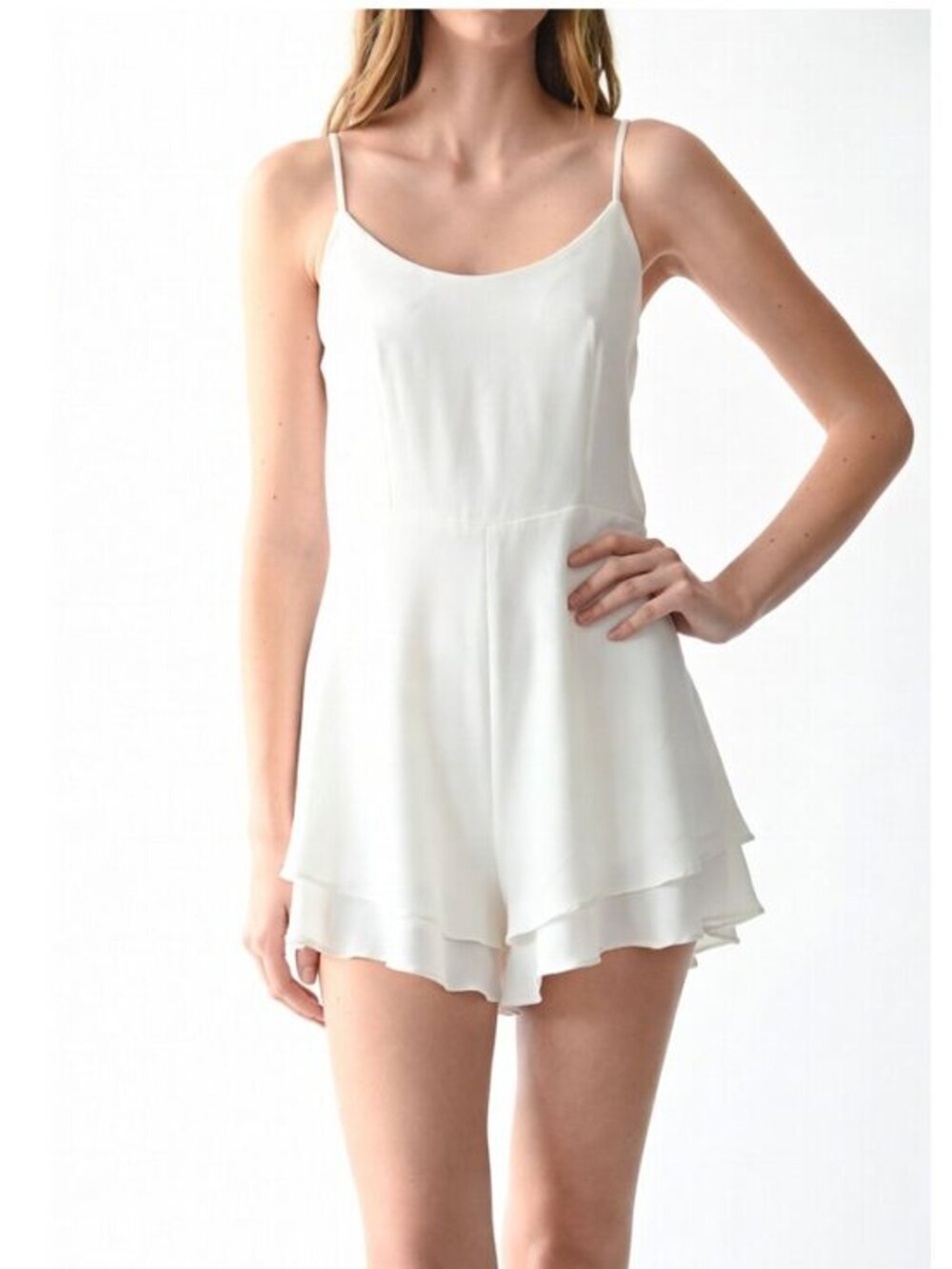 Alice + Olivia Layered Skirt Romper, White, Womens Size 4